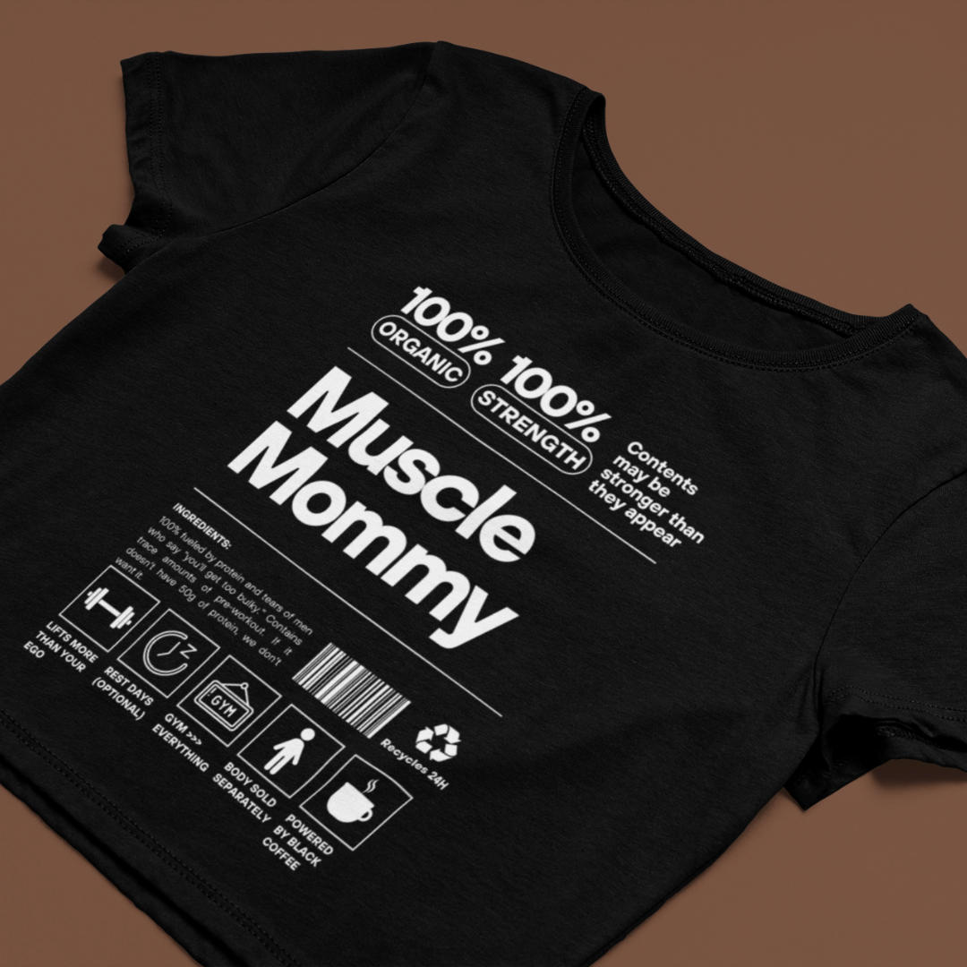 Muscle Mommy - Women Black Crop Top