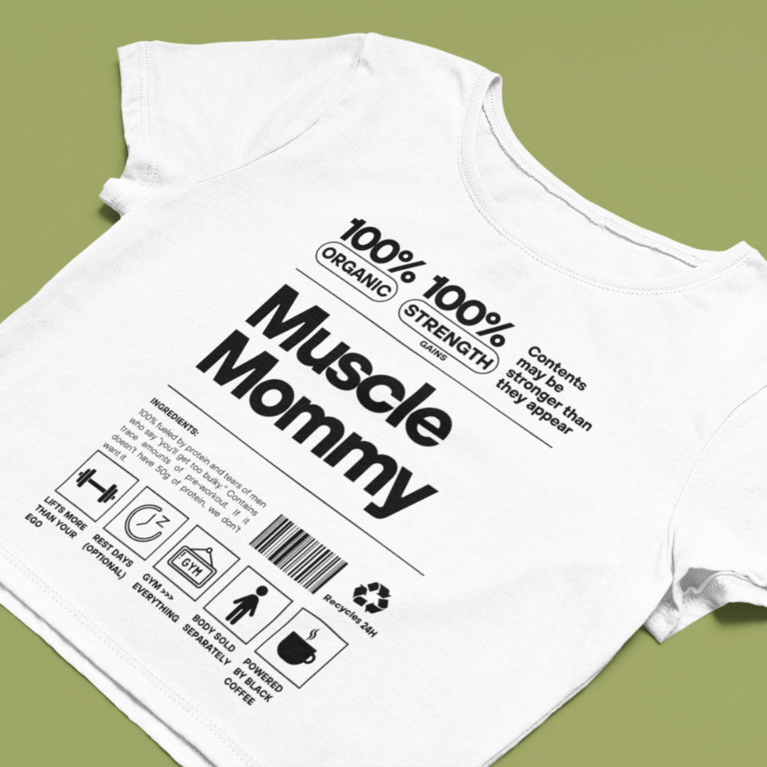 Muscle Mommy - Women White Crop Top