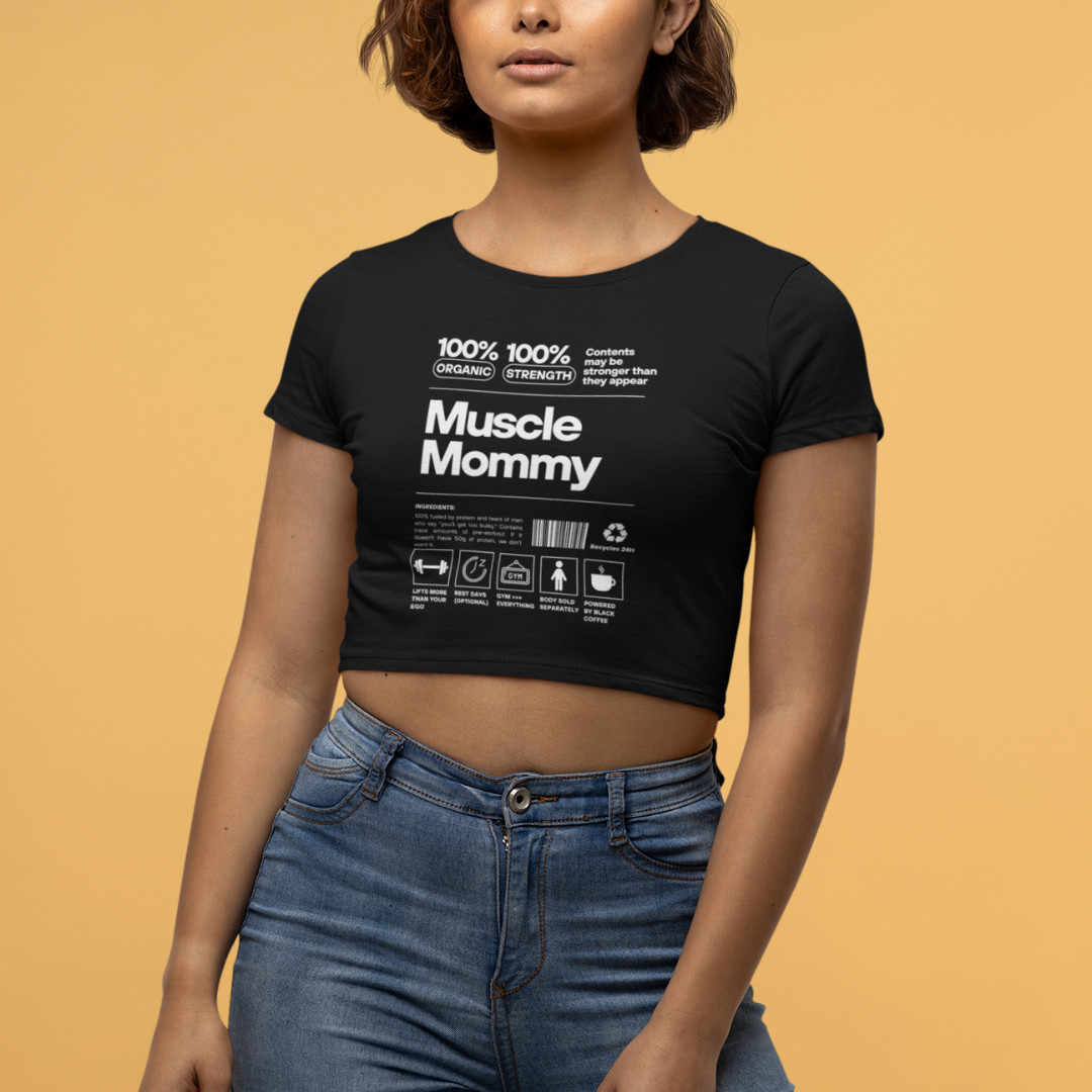 Muscle Mommy - Women Black Crop Top