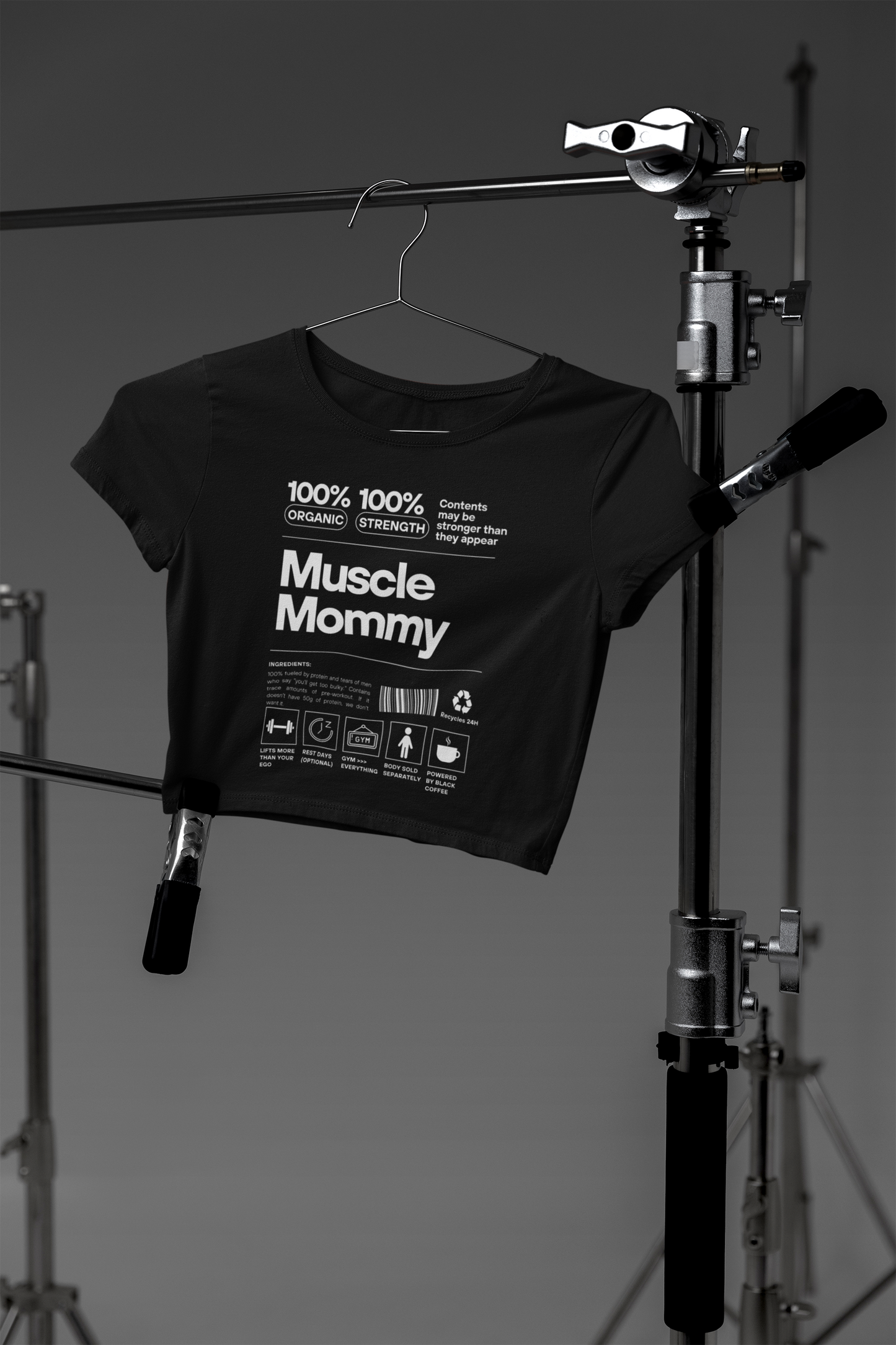 Muscle Mommy - Women Black Crop Top